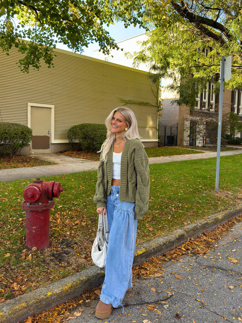 Olive You Cable Cardigan